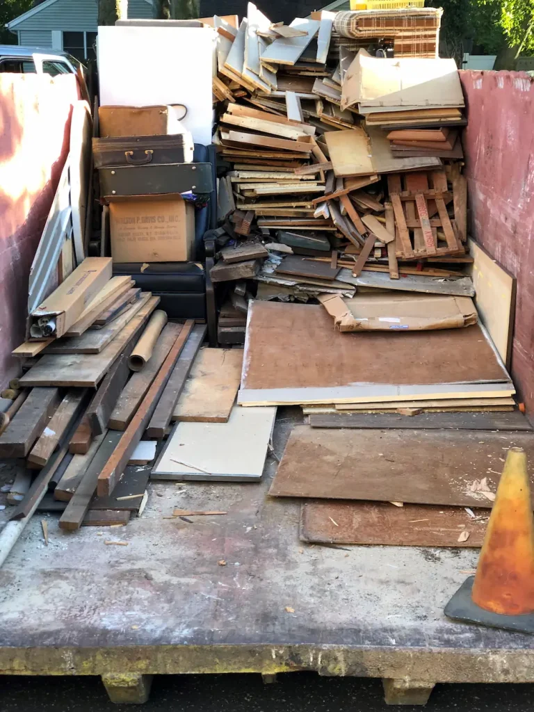 Filling a dumpster from a garage cleanout