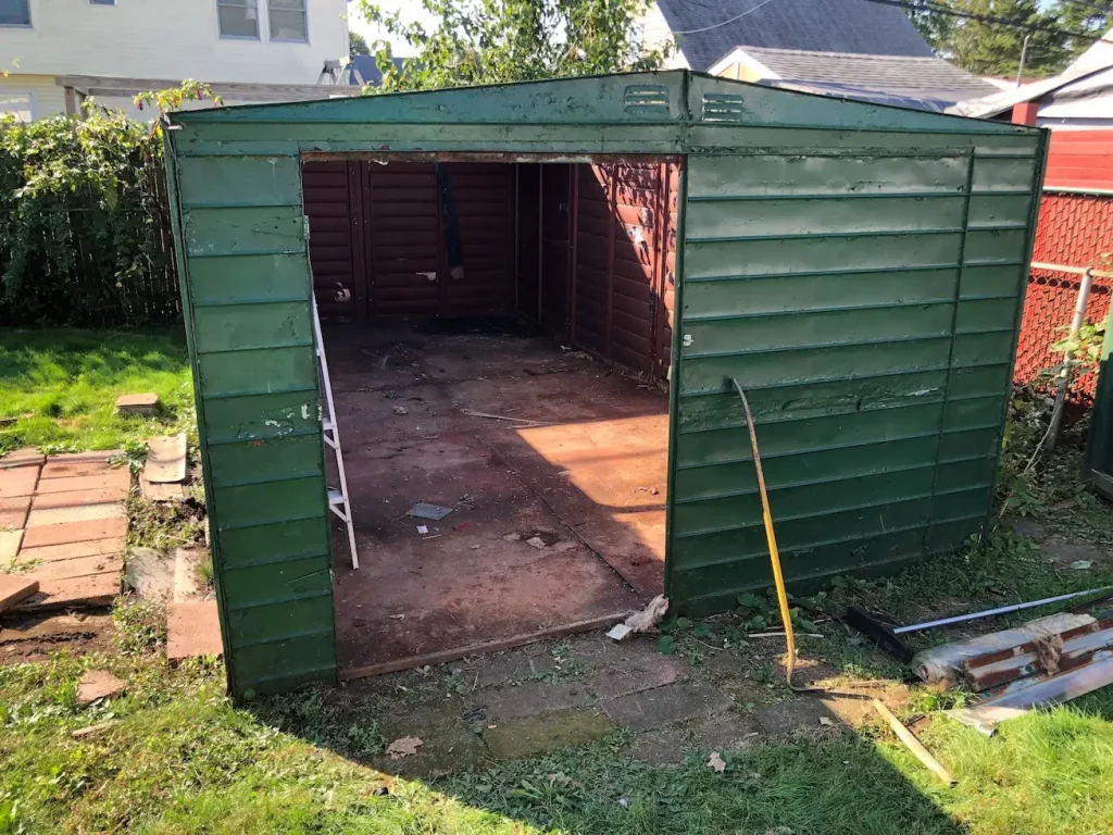 Demolition of a steel shed
